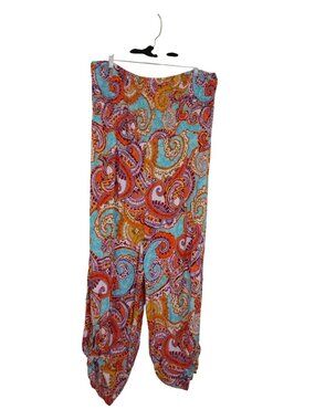 Ivy Street Womens Paisley Print Jumpsuit With Tie Hem Sise XL Multicolor